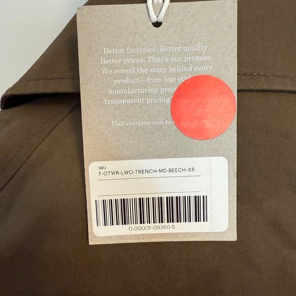 Everlane The Trench Coat In Beech Green Size XS New - Picture 14 of 16